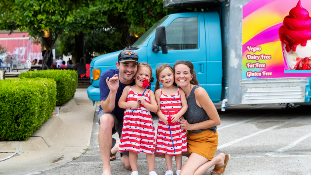 Photo of a family smiling together